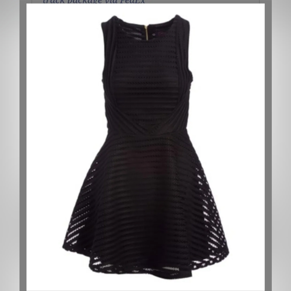 Glam Doll (Shelby & Palmer) Black Stripe Sleeveless Fit & Flare Dress 